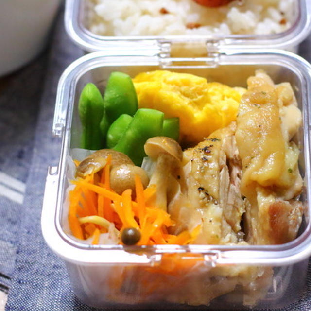 蒸し鶏のヘルシー弁当｜植木鉢の空芯菜と種まきレタス