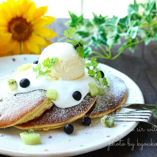 甘カフェ☆ふんわりパンケーキのブランチ