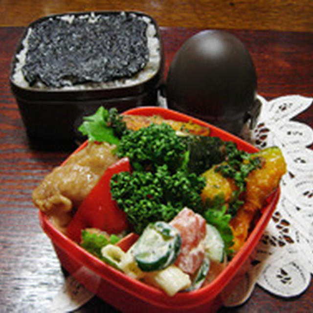 鶏の甘酢漬け・南瓜のマヨ炒め・・・海苔弁当♪