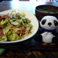 春キャベツとベーコンのゆかりパスタ