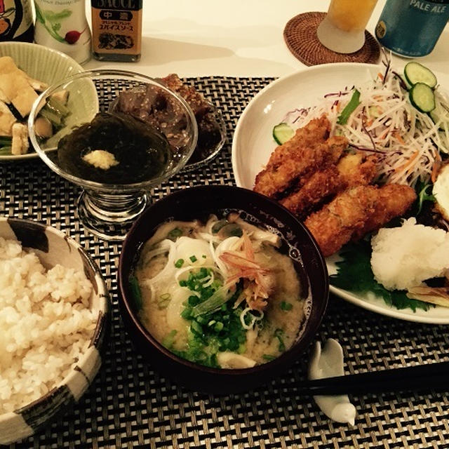 牡蠣フライ＆和風ハンバーグとか