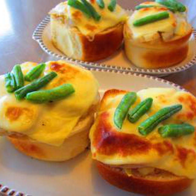ﾐﾙｸ食ﾊﾟﾝで具だくさんﾁｰｽﾞﾄｰｽﾄ♪