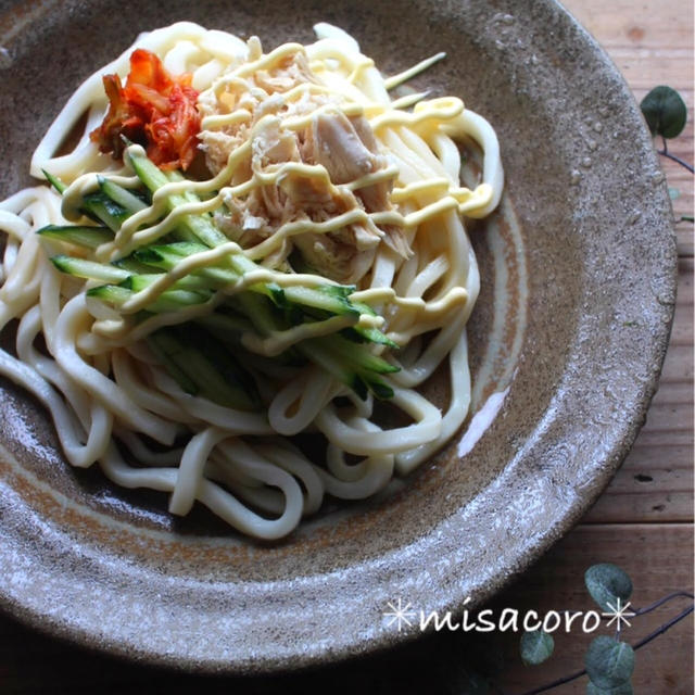 ＊夏の激安手抜き飯。きゅうりとササミの冷やしうどん＊