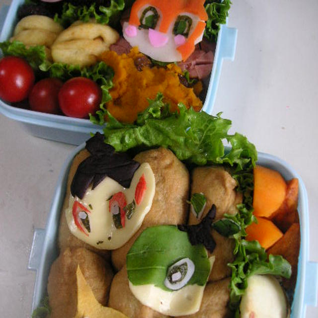 親子遠足弁当。アンパンマンとポケモン