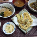 【献立】たけのこ＆こごみの天ぷら、若竹煮、ぜんまいの煮物、たけのこのマヨ和え（アク抜きレシピ付）