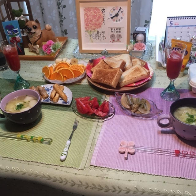 朝食とおニューの靴たち