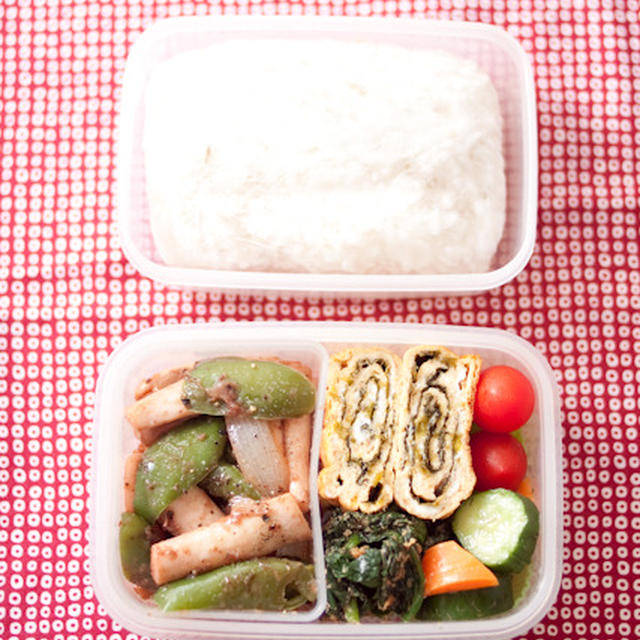お弁当『スルメイカとピーマンの生姜炒め』