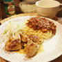 休日の♪コラボご飯　～鶏胸肉のカーリックペッパーソテー～