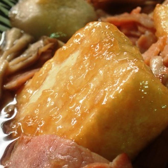 里芋とベーコン、揚げ出し豆腐の含め煮：里芋の旬をいただく：スピード料理