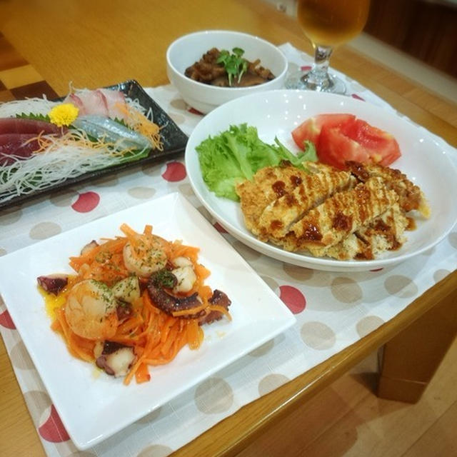トンカツと、おすそ分けいっぱい晩御飯♪