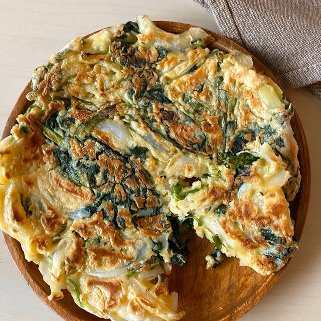 【レシピ】野菜おつまみ♪ほうれんチヂミ！フライパン10分！