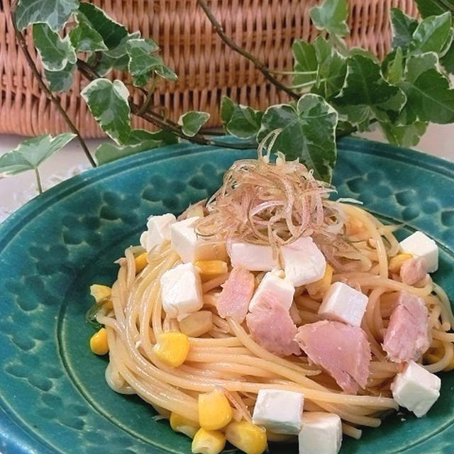 レシピ＊みょうがとクリームチーズの冷製パスタ