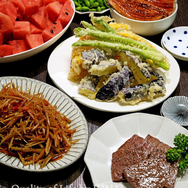 オリンピック観戦ごはん！うな丼や野菜の天ぷらなど