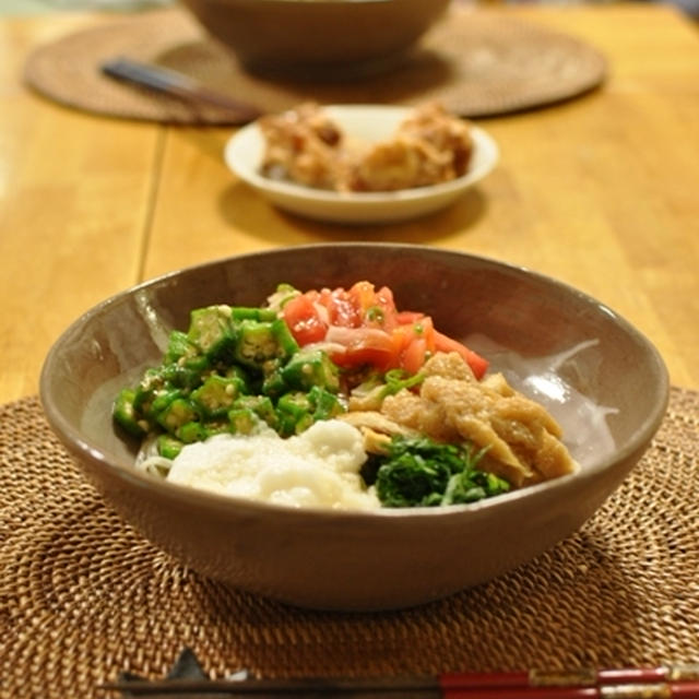 ぶっかけ冷麦の晩ごはん