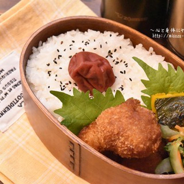 豚こまカツのおべんとう♪食中毒予防にオススメ♪夏のお弁当のご飯を炊く方法