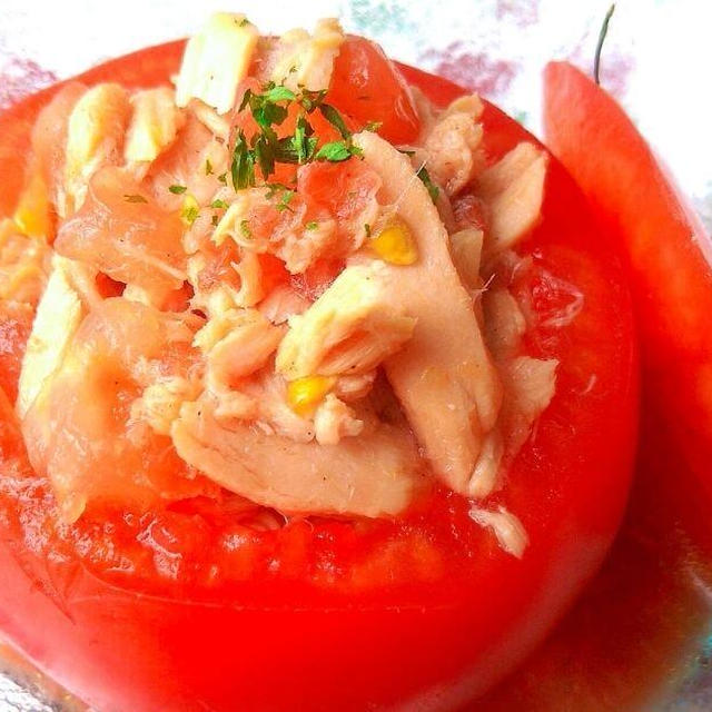 【レシピ】丸ごとトマトの梅ツナサラダ