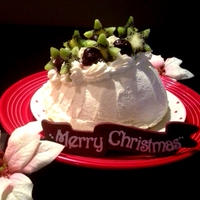 ☆ホワイトクリスマス☆『ダークスイートチェリー&キウイのホワイトケーキ』♬コーンスターチ生地☆