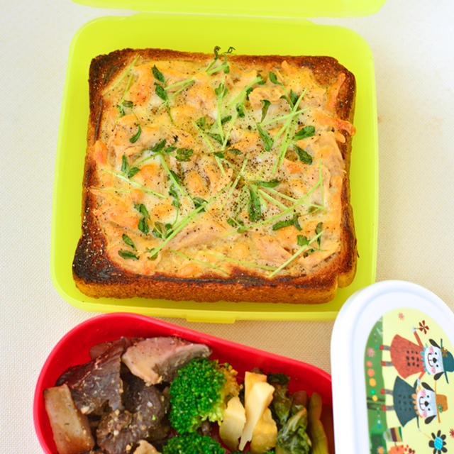 ツナチーズトースト　スリランカ旅５　晩ごはんの残りで作るお弁当　５月１５日　木曜日　