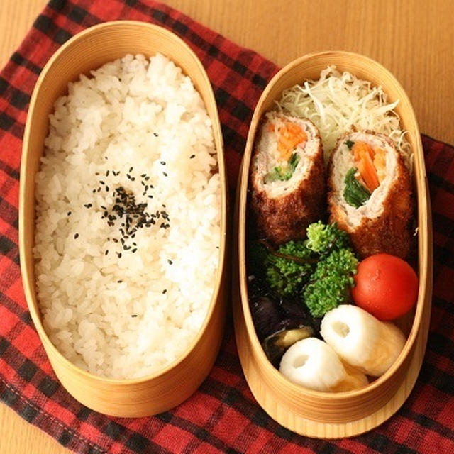 野菜の肉巻きフライ弁当＋「ずっと好きだったんだぜ」