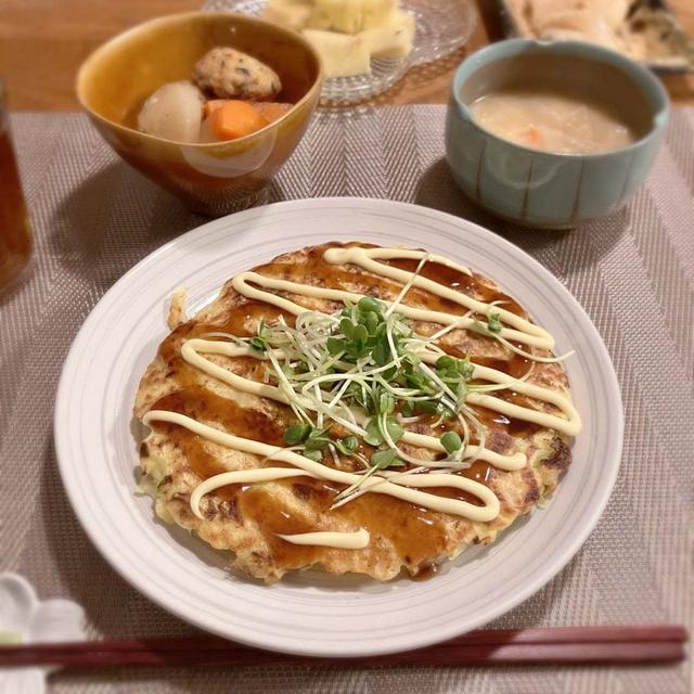 月曜日の豆腐献立・豆腐たっぷりお好み焼きで晩ごはん