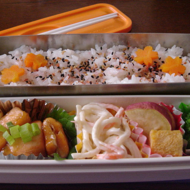 焼きとろサーモンの甘辛酢漬け弁当♪