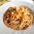 Spaghetti al pomodori gialli e gamberi ☆ 黄色トマトとエビのパスタ