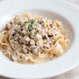 キノコとベーコンのクリームパスタ