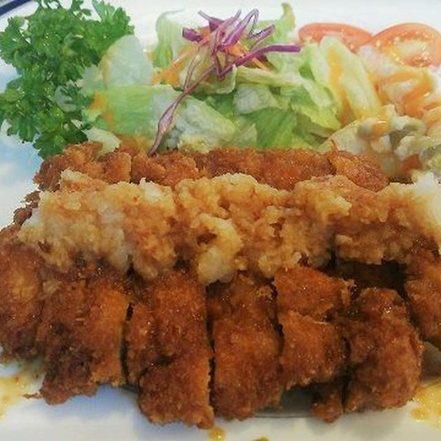 チキンカツ　蕎麦