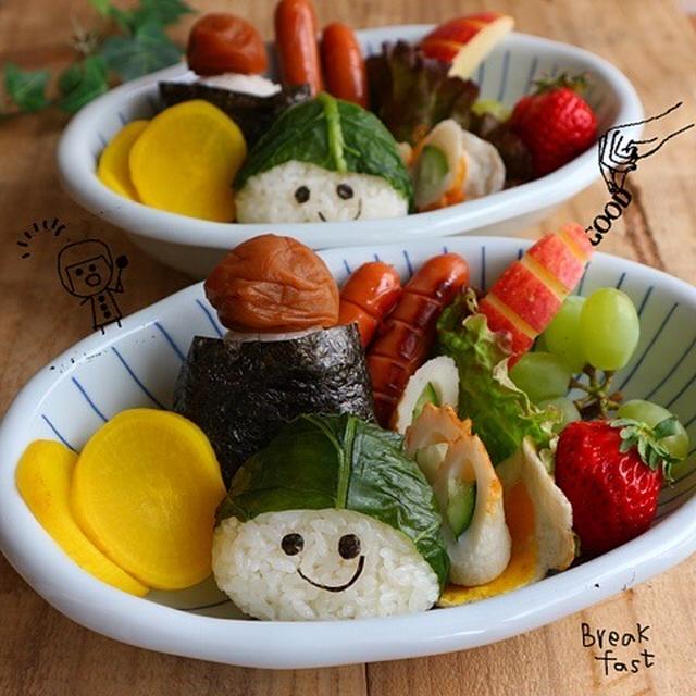 野沢菜のお漬物巻いた＊顔むすび