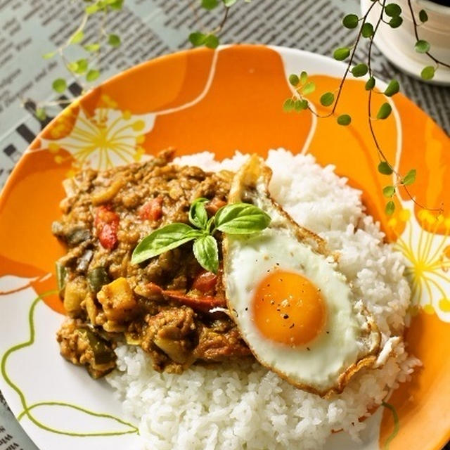 水なし夏野菜キーマカレー /　お兄ちゃんの塾弁