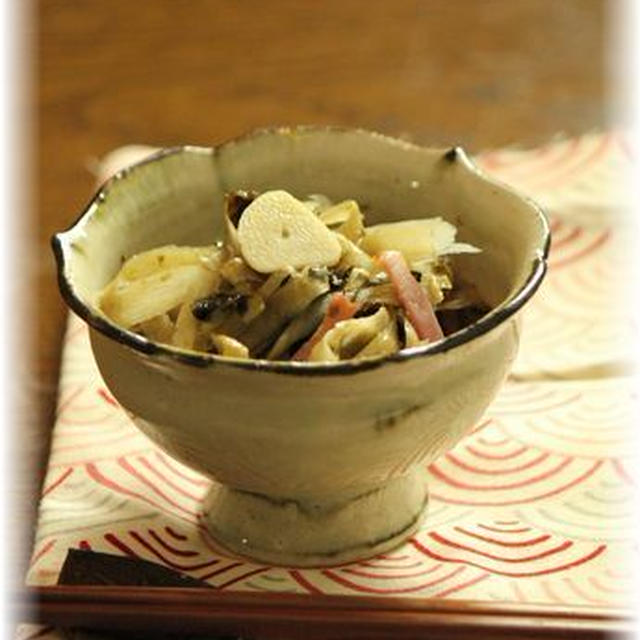 牛蒡の海苔にんにく煮。　と献立。