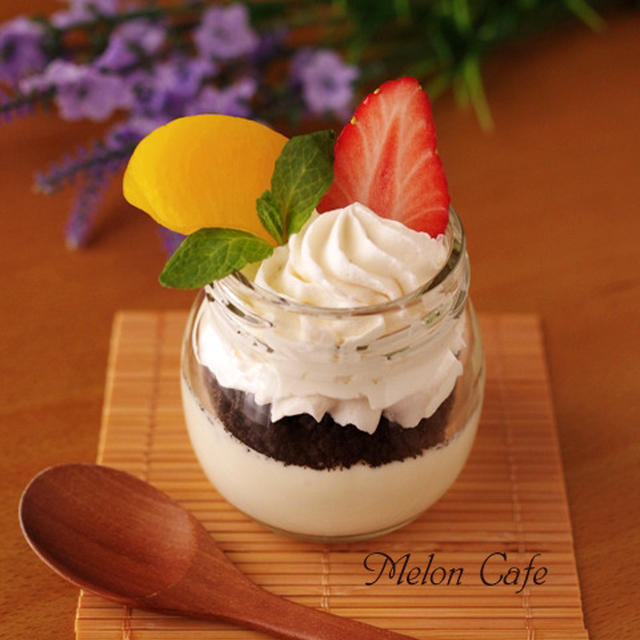 はちみつ豆乳チーズクリームのフルーツジャーケーキ☆簡単カフェスイーツ♪