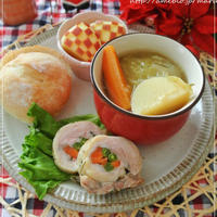 GABANで本格的♡レンチンクリスマスチキンロール♡