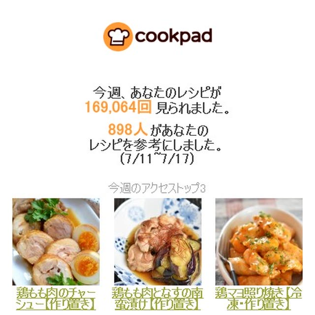 クックパッドさん週間レポート