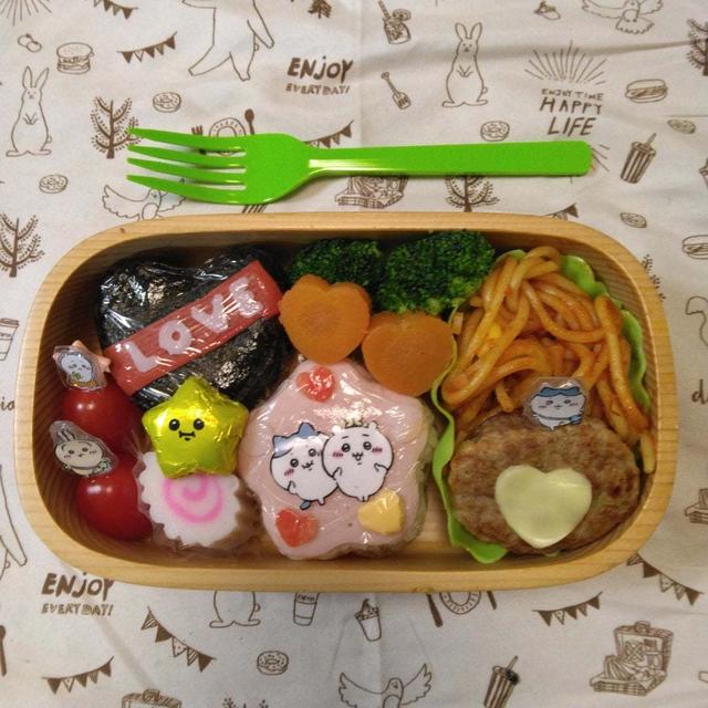 ちいかわおにぎりセットでバレンタイン弁当〖キャラ弁〗 #平日お昼ご飯はお弁当or外食
