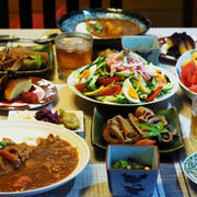 ■おもてなし朝ご飯【カレーライス／サラダ／作り置き煮物／炊飯器炊きケーキ／フルーツ他】