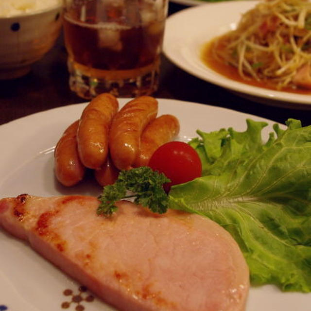 超手抜き！ハムステーキともやし炒めの晩ご飯