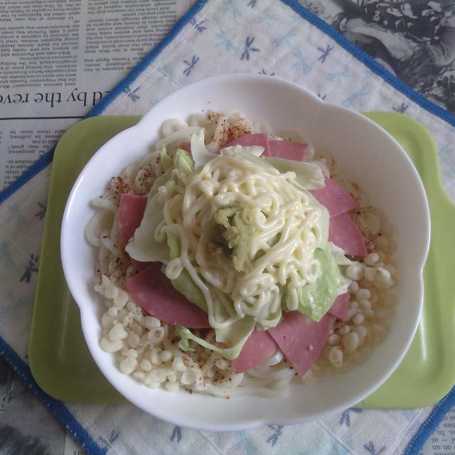 醤油うどん風冷しうどん91~ビアソ&キャベツ