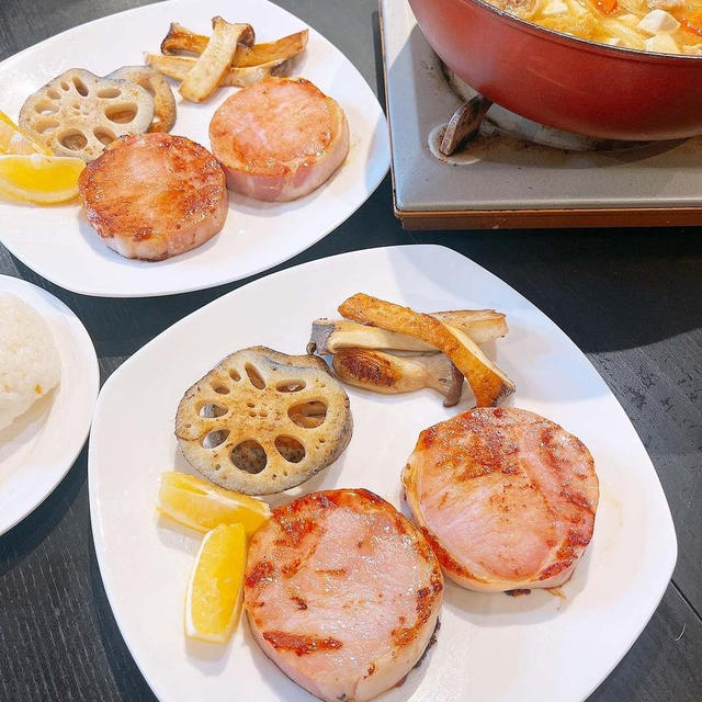 ハムステーキ&豚汁ごはんです！！