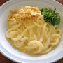 今朝の麺は「釜玉うどん」