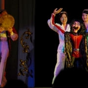あやつり人形劇場の公演でナン（パン）が踊る