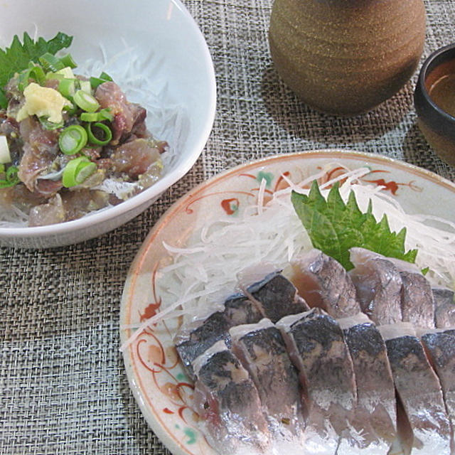 あじ刺身の酒肴２種