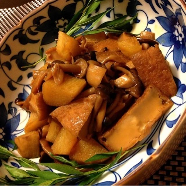 厚揚げとキノコ＆山芋の甘辛煮V(^_^)V