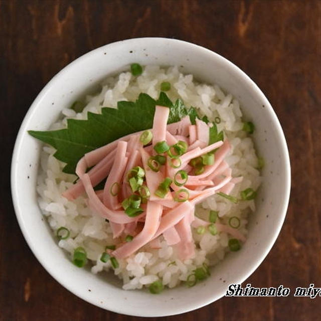 今日の のっけごはん～ハムと大葉のっけごはん～