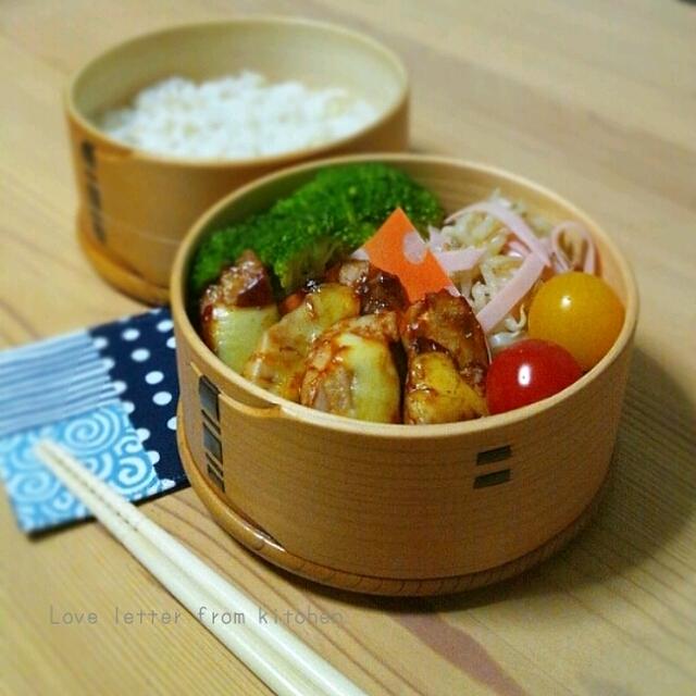 鮪のチリチーズ焼きのお弁当。