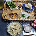 ムカゴご飯と伝統野菜の食卓
