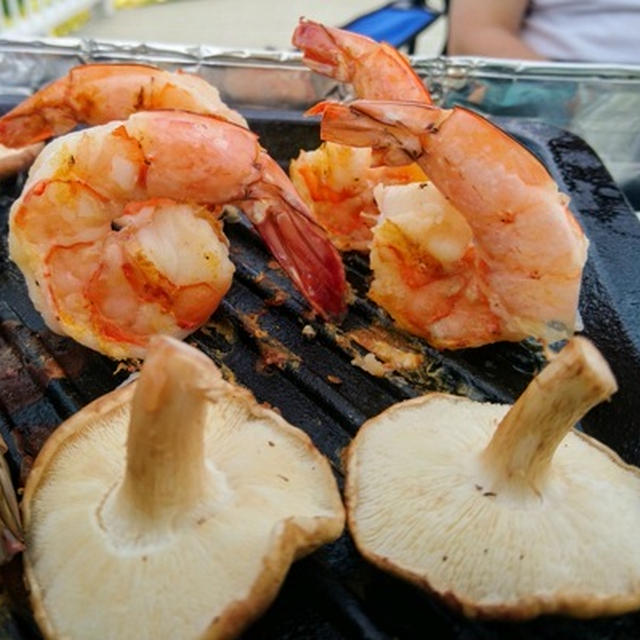 母の日、鉢植え ～ デッキで鉄板グリル焼き肉