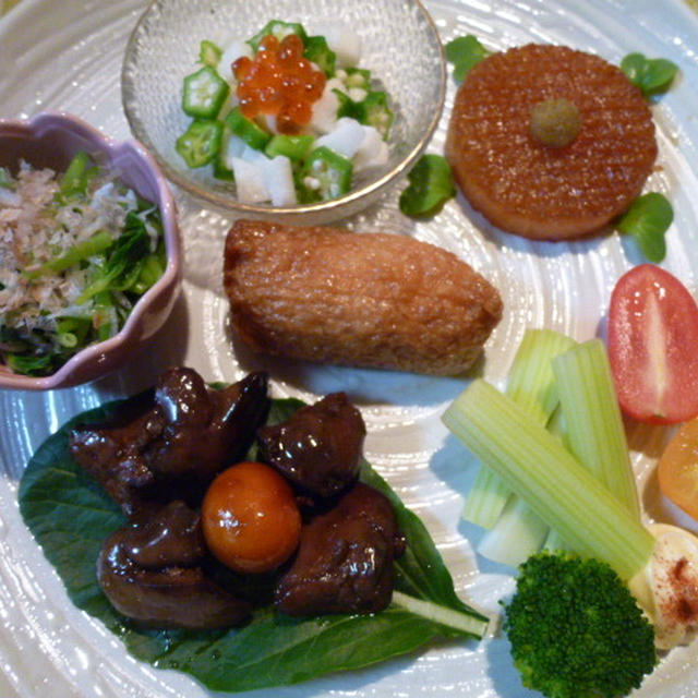 ワンプレートでおつまみ盛り♪　夕ご飯