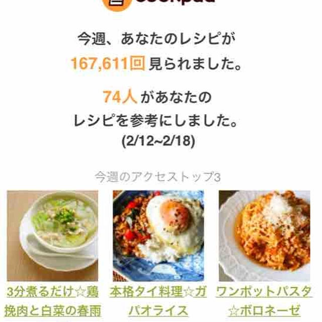 クックパッドさんの週間レポート