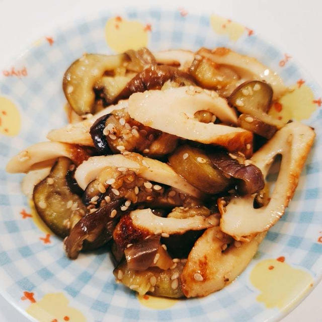 【レシピ】調味料１つだけで失敗なし♡茄子とちくわのごまポン炒め